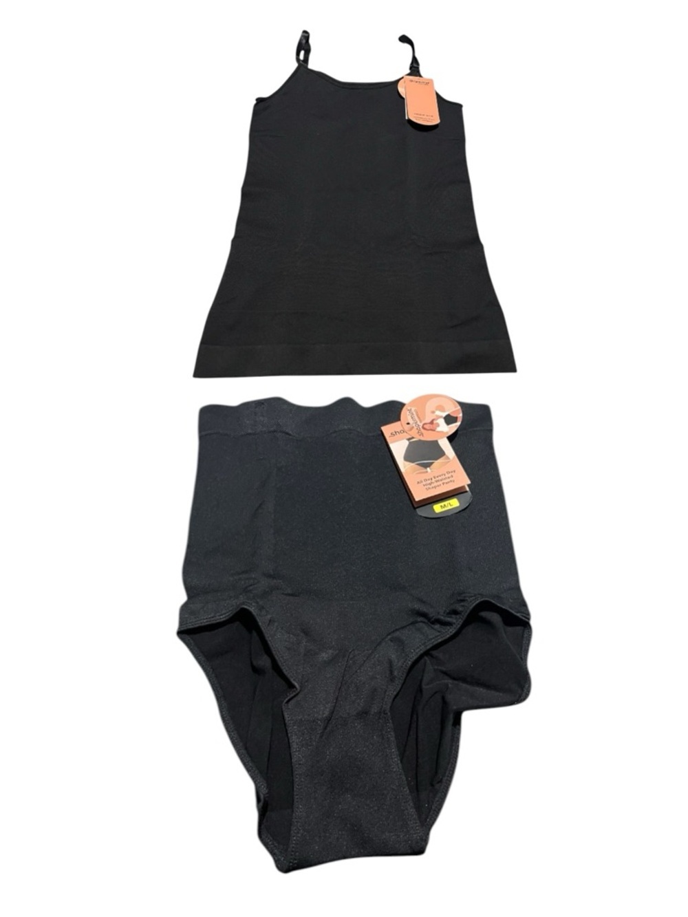 NWT Lot Of 2 - Shapermint Black Seamless Shaping Cami & High-Waist Brief Set Med